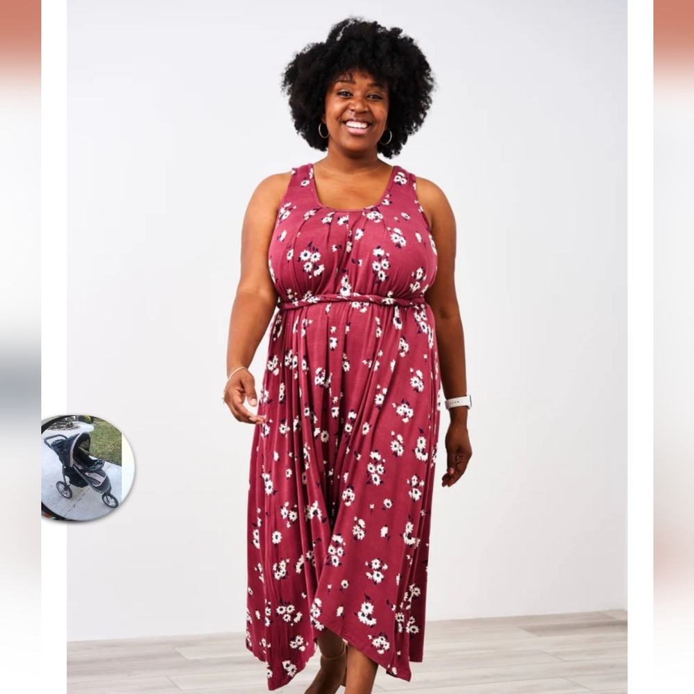 Floral Burgundy Maxi Dress Nursing Friendly